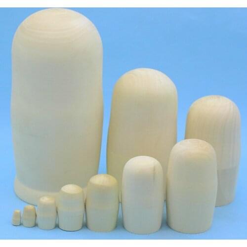 DAYEIEE 10pcs/set Blank Matryoshka Doll Russian Nesting Dolls Wood Unpainted DIY Handicraft Children Toys Kids Gifts