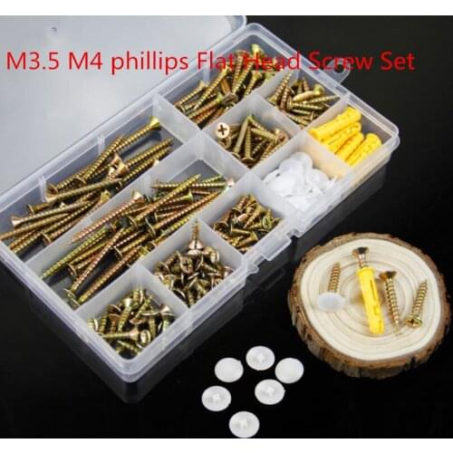 Hot sale ! 200pcs/set M3.5 M4 Socket Screw Bolt Nut Flat head screws Screws Nuts Assortment Kit Fastener Hardware