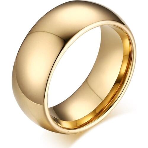 Classic Tungsten Carbide Ring 8MM Gold color Wedding Rings for Men Women High Quality