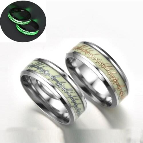 Genuine Hematite Rings Lettering Luminous Rings for Women Temperament Anniversary Party Jewerly Accessories Gift Anillos Femme