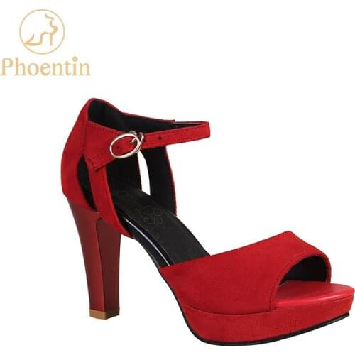 Red peep toe platform sandals woman sandals 2020 summer red strappy heels spike high heel big size shoes woman FT631