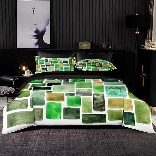 Lrregular Square Watercolor Pattern Duvet Cover Set With Pillowcase 203x229 Quilt Cover,180x210 Blanket Cover,King Bedding Set