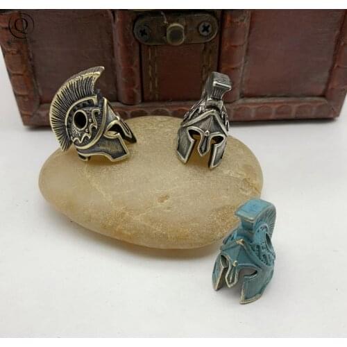 Brass Greek Samurai Helmet Knife Beads Keychain Pendants Roman Spartan Warrior Hangings Outdoor EDC Umbrella Rope Paracord DIY