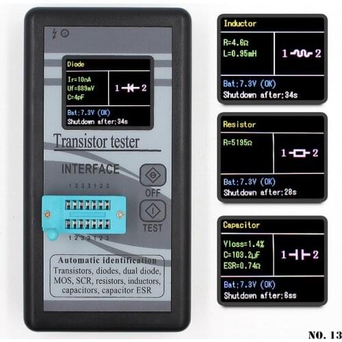 M328 Multi-Purpose Transistor Tester 1.8" TFT Color Display Tester to Detect NPN PNP Transistor Capacitor Resistor Diode Triode