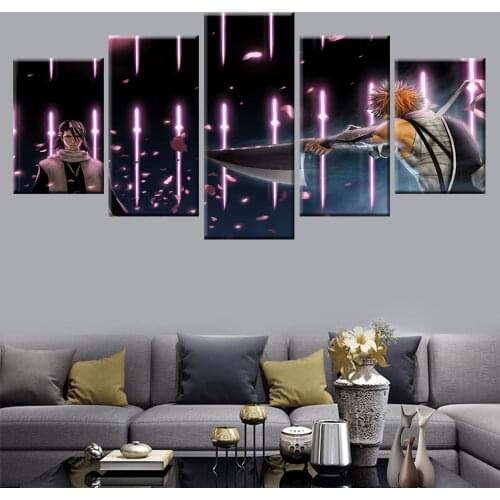 Modular 5 Panel Wall Art Deco Painting Home Decor Boy Room Art Death Anime Poster Canvas Painting