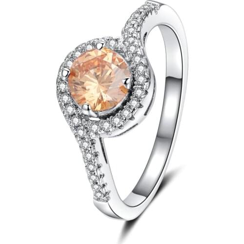 Powerful Cz Shape Rings Champagne Red Purple Crystal Anniversary Ring For Women Engagement Ring Jewelry High Quality Round Stone