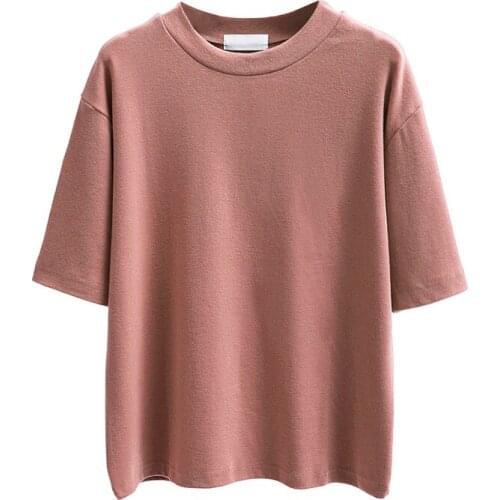 Pure color short-sleeved T-shirt womens spring and summer new Korean loose short sleeve comfortable wild T-shirt