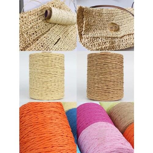 Olorful Threads Natural Raffia Straw Yarn for Summer Hand Knit Crochet Hat Handbag Cushion Baskets Knitting Material Cotton Yarn