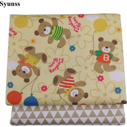 Syunss Animal Geometric Printed Twill Cotton Fabric DIY Tissue Patchwork Telas Sewing Baby Toy Bedding Quilting Tecido The Cloth