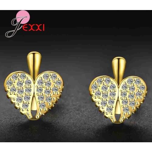 Silver/Gold Two Color Optional Elegant Wedding Jewelry For Women Sweet Heart Shape Earring With Shiny Cubic Zirconia gift