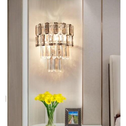 Modern Crystal Wall Lamp Bedroom Bedside Living Room Cafe Dining Room Angel Wall Lamp Wedding Room Aisle Light Deco Wall Sconce