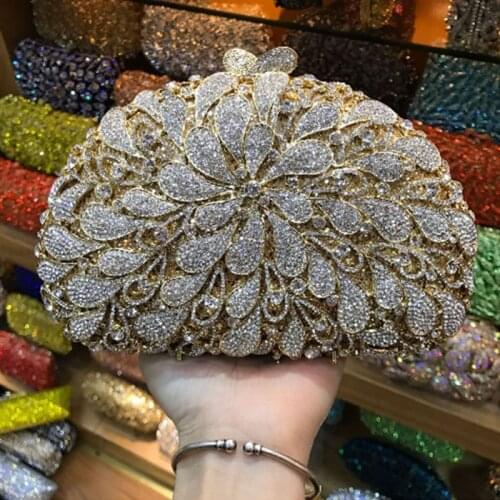 Sparkling Women Bag Luxury Brand Hollow Out Silver Crystal Rhinestone Clutch Evening Bags Bridal Wedding Party Handbags Purse