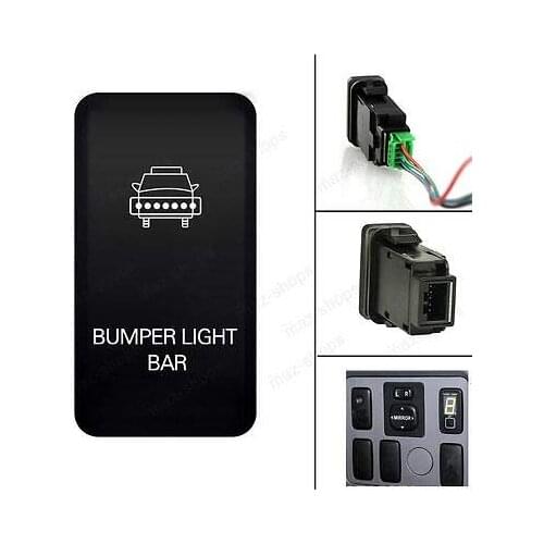 12V Push Switch 40mm x20mm Bumper Light BAR 12V Push Switch White LED Light for Toyota Series