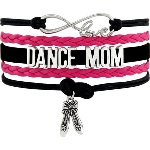 Dance Mom Dancer Ballet Shoes Bracelets Infinity Love Charm Bracelets Handmade Women Men Girl Jewelry Gift Drop Shipping