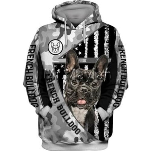 Personality Fashion Animal French Bulldog 3D Printed Graphic Hoodie Men/Women Zip Hooded Streetwear Oversized Sweatshirt 5XL-344