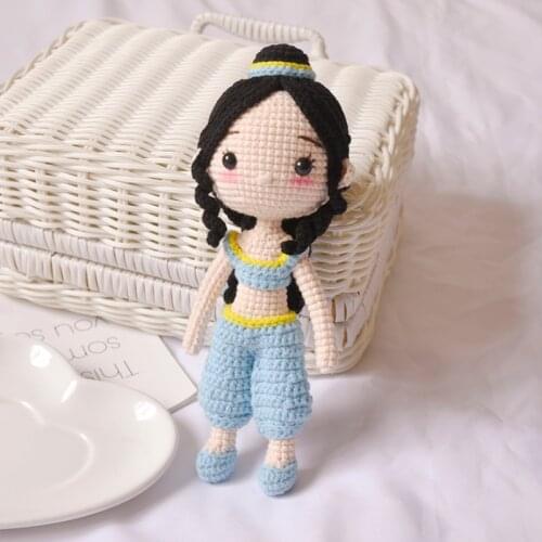 Knitting Dolls Hand Princess Jasmine doll Dolls Crochet Yarn Soft Cotton Toys Handmade Knitted Toy finished Knit Fabric Toy