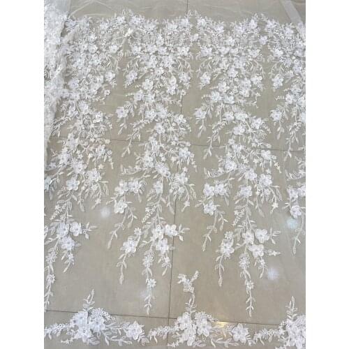 High dense African beaded lace fabric fashionable SYJ-1088814 embroidery french net lace fabric