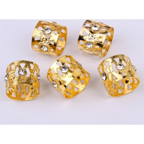 10pcs/bag Dirty Braid Buckle Hairwear Extension Tube Hollow Embossed Braid Aluminum Circle Hair Cuf