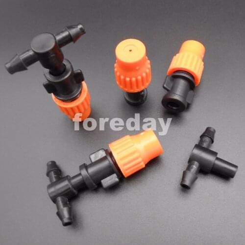 100PC NEW Tee micro spray atomizing nozzle 4MM T-joint adjustable Home Gardening 4 5MM greenhouses 100PCS/LOT * FD036X100