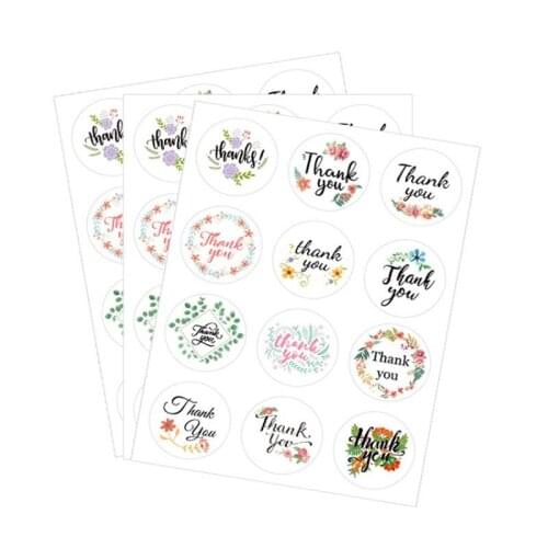 1000pcs/lot Retro small size lace decoration THANK YOU Sticker Round White Label Sticker Students DIY Seal Sticker For Gift