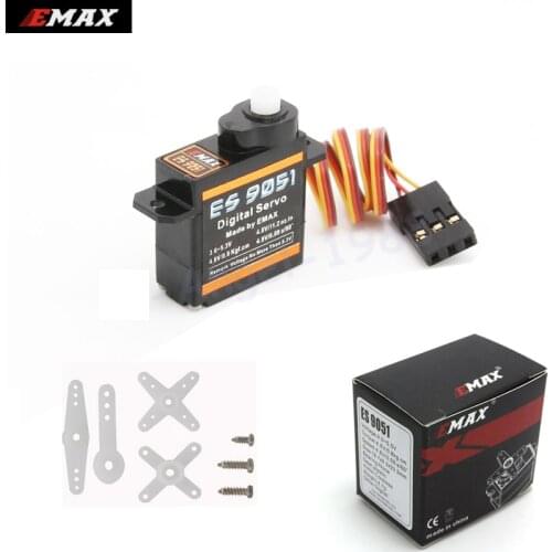 4pcs EMAX ES9051 Digital Mini Servo For RC Model 4.3g Digital Servo Pastic Gear 0.8kg Torque for 3D F3P Airplanes Model