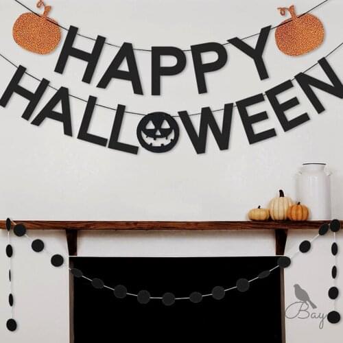 3PCS/Set Happy Halloween Banner Hard Paper Hanging Flag Banner Decoration Halloween Party Supplies Alphabet Banner