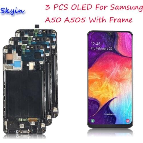 3 PCS OLED For Samsung Galaxy A50 SM-A505FN/DS A505F/DS A505 LCD Display Touch Screen Digitizer With Frame For Samsung A50 lcd