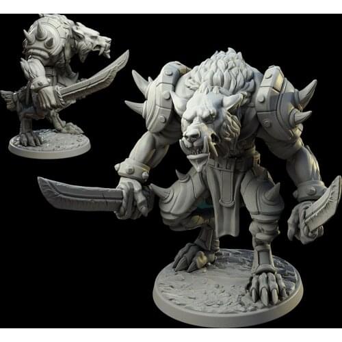 38mm 56mm Resin Model Werewolf Wolf Warrior Figure Unpainted No Color DW-018