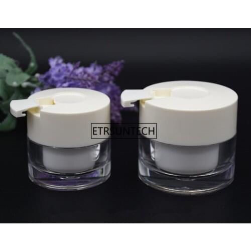 50pcs 30g 50g Cosmetic Jar Empty Acrylic Cream Cans With Spoon,Cream Jar,Sample Vials,White Cosmetic Container F3979