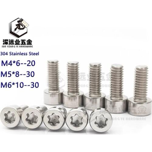 50pcs DIN912 M4 M5 M6 Six-Lobe Cheese Head Screw Machine Screws / Stainless Steel Torx Hexagon Socket Head Cap Screw Security