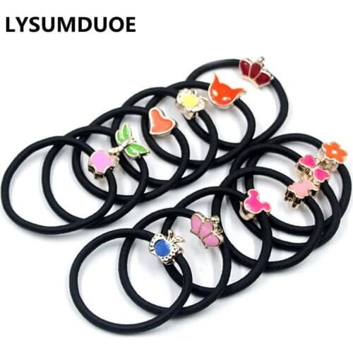 50Pcs/Lot Girls Hair Accessories Elastic Hair Bands Black Scrunchy Pigtail Holder Hairband Kawaii Headdress Hair Bands for Women