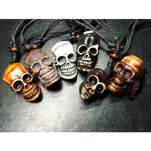 FREE SHIPPING yqtdmy 6 pcs Retro Skull Skeleton Necklace Charms Amulet Fashion Mens Jewelry