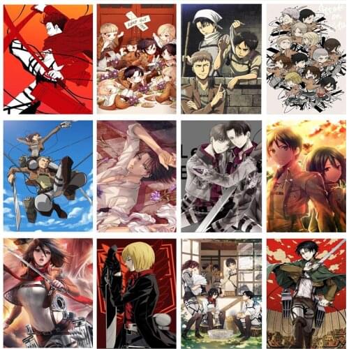 5D DIY Diamond Painting Embroidery Attack on Titan Japanese Anime Cross Stitch Kits Mosaic Room Bar Family Sticker Home Decor