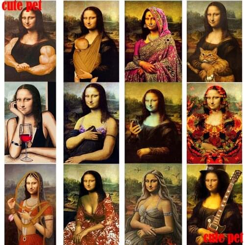 DIY diamond painting cross stitch funny Mona Lisa full mosaic diamond embroidery square round 5D handmade gift home decoration