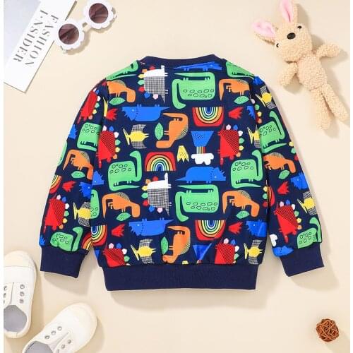 Kids Autumn Sweatshirt, Camouflage/Dinosaur Print O-Neck Long Sleeves Pullover T-Shirt For Boys, 18 Months To 5 Years