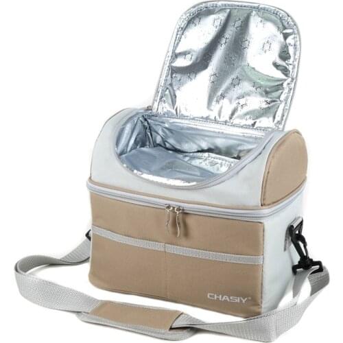 Double-deck Cooler Bag Waterproof Oxford Aluminum Foil Food Thermal Bag