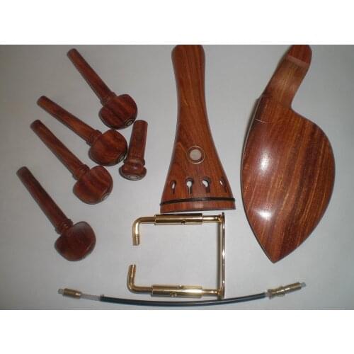 1 Set Quality Rose Wood Violin Fitting with Chin Rest Clamp and Nylon Tail Gut From 1/4 1/2 3/4 4/4 size