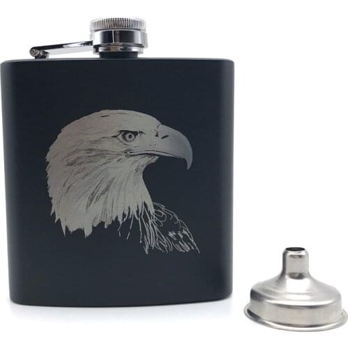 Alalinong American Eagle Black Hip Flask 6 Oz Stainless Steel Personalized Russian Hip Flask Alcohol Whiekey Rum Vodka Wine Pot