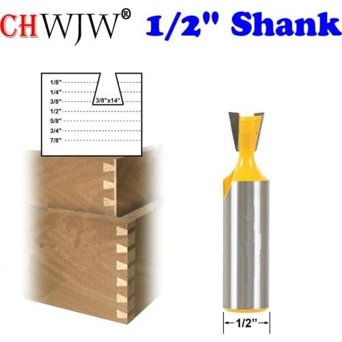 1pc Dovetail Router Bit - 3/8" x 14 Degree - 1/2" Shank Woodworking cutter Tenon Cutter for Woodworking Tools