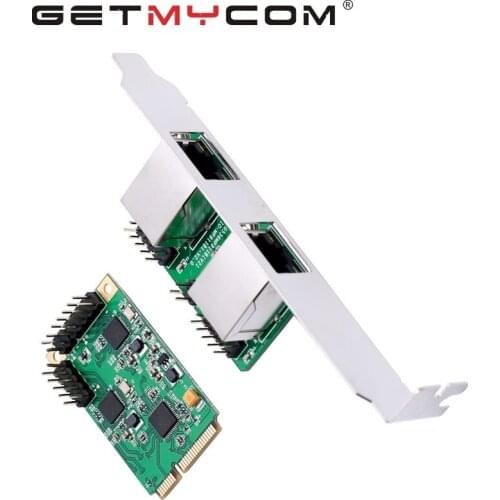 Getmycom original Mini PCI-e 2 Port Gigabit Ethernet Card Network Adapter 10/100/1000Mb For Server Serial port card