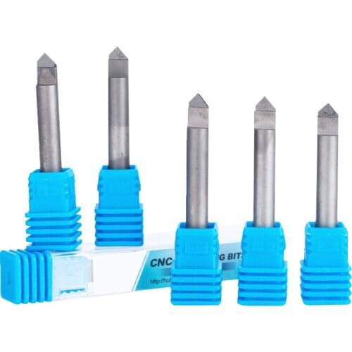 HUHAO 1pc 6mm CNC Router End Mill Diamond PCD Tools Stone Hard Granite Cutting Engraving Bits 30 35 40 45 Degree PCD Cutter