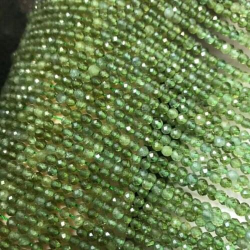 ICNWAY 3mm Natural Green Apatite Faceted Round Gemstone Beads Diy Silver 925 Jewelry Accessories Necklace Earrings 15inch