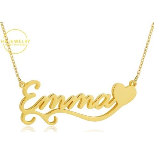 Customized Love Necklace Personalized Charm Heart Name Nameplate Necklace Gold Stainless Steel Choker Women Baby Jewelry Gifts