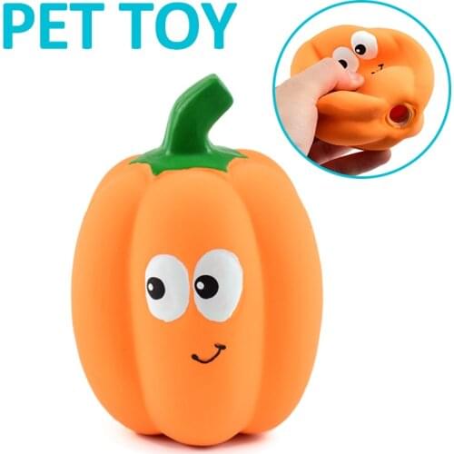 Interactive Dog Toys Latex Pet Bite-Resistant Squeaky Toy Halloween Pumpkin Interactive Pet Chewing Toys Dogs Play Training Toy