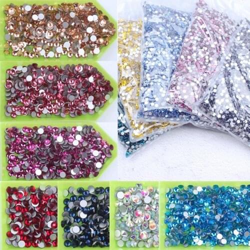 SS3-SS34 For Non Hotfix Crystal Rhinestones Many Colors Decoration Flatback Round Glue On Strass Stones DIY 3D Nail Art Supplies