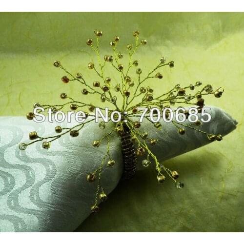 Beades napkin rings flower branch ,acrylic wholesale napkin holder