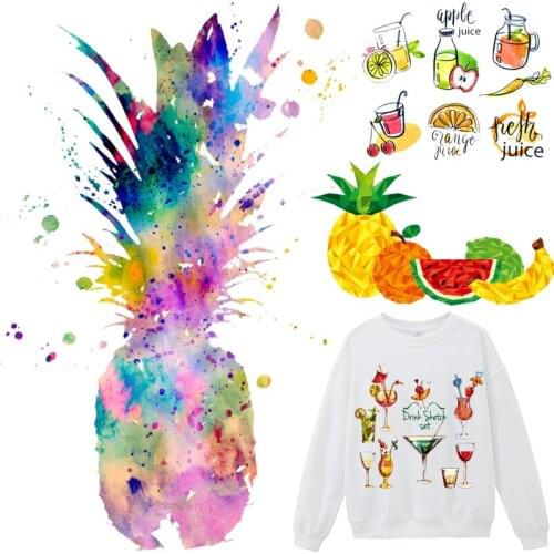 Colorful Pineapple Patches Thermal Sticker on Clothes Iron-on Transfers for Clothing Thermoadhesive Patch Diy Applique for Dress