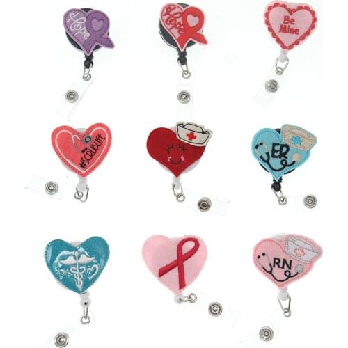 Medical Nurse Heart Shape Id Name Card Badge Holder Reel Accessories Can Customized Lanyard