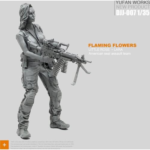 Yufan Model 1/35 Female Soldier Seals Commando Team Rose Laura Series Machine Gunner Resin Figure Djj-07
