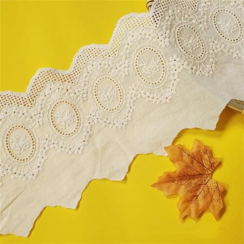 Milky White Vintage Cotton Cloth Width 12.5CM Embroidered Sewing Fabric Craft